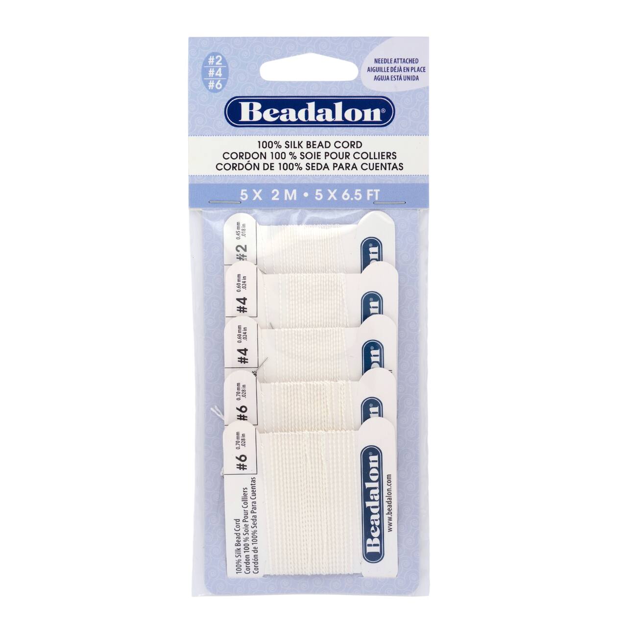 Beadalon&#xAE; 100% Silk Bead Cord Variety Pack, White